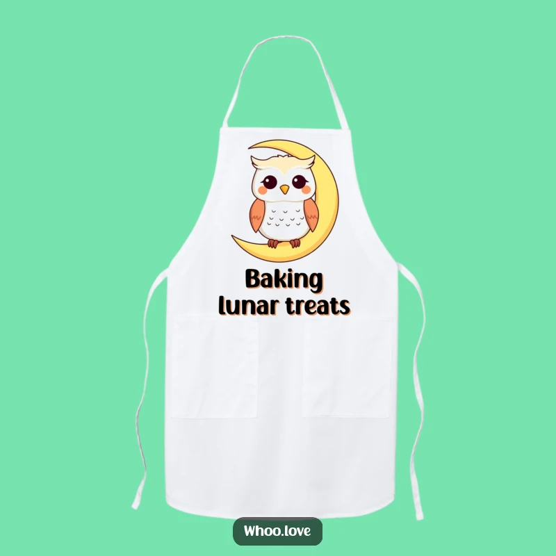 Funny Smiling Owl Moon Apron: Cook Under the Moonlight