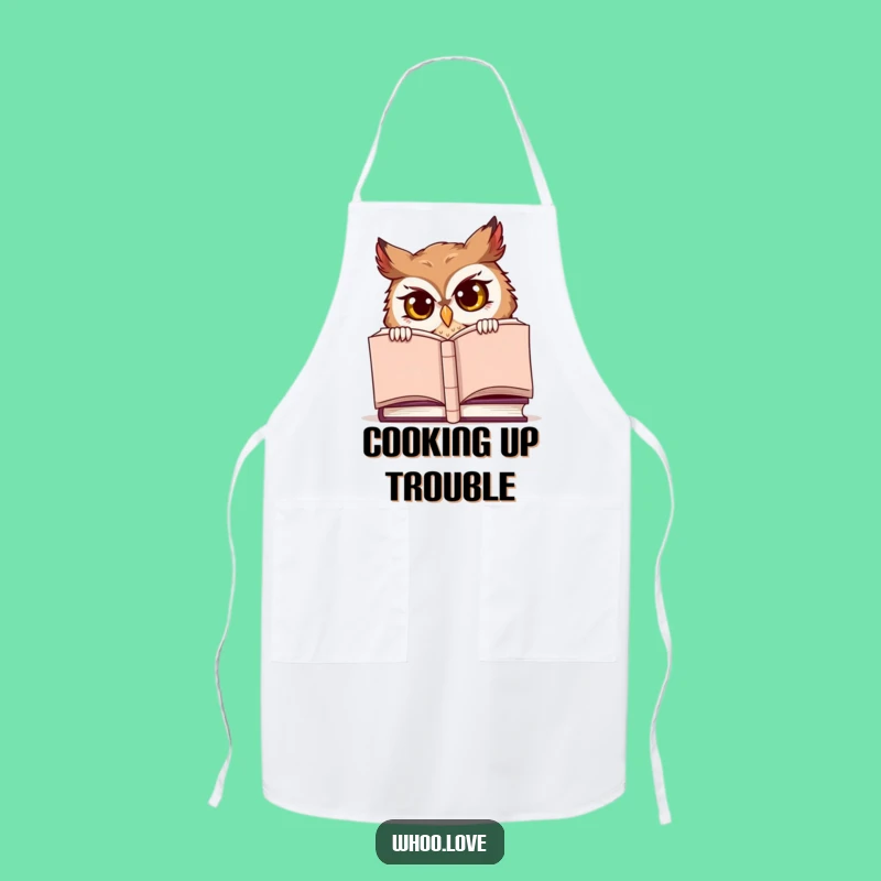 Funny Chef Owl Apron: Mischievous Book Peek, Hilarious Kitchen Gift!