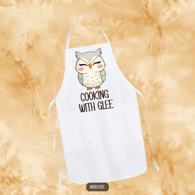 Funny apron featuring a silly smiling owl, adding cheer to cooking and kitchen activities.
