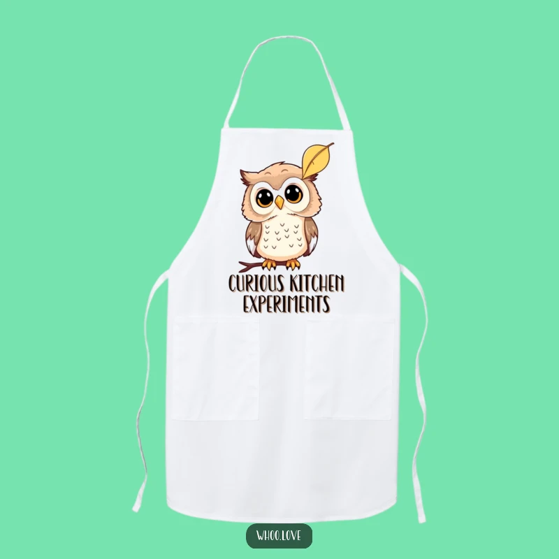Funny Curious Owl Leaf Apron: Cook with Thoughtful Flair