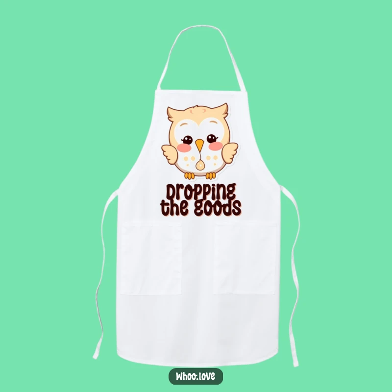 Funny Happy Owl Shiny Dropping Apron: Cook with Playful Flair