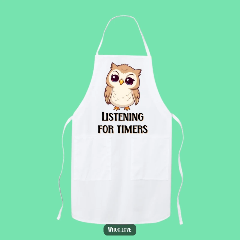 Funny Curious Owl Apron: Head Tilted Listening, For Kitchen Contemplation & Gifts