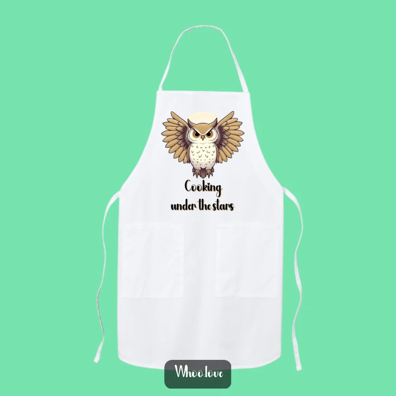 Funny Majestic Owl Apron: Starry Night Chef Accessory
