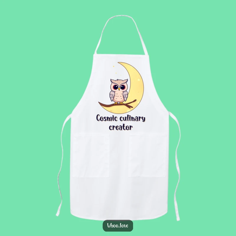 Funny Moon Owl Apron - Celestial Kitchen Fun for Chefs