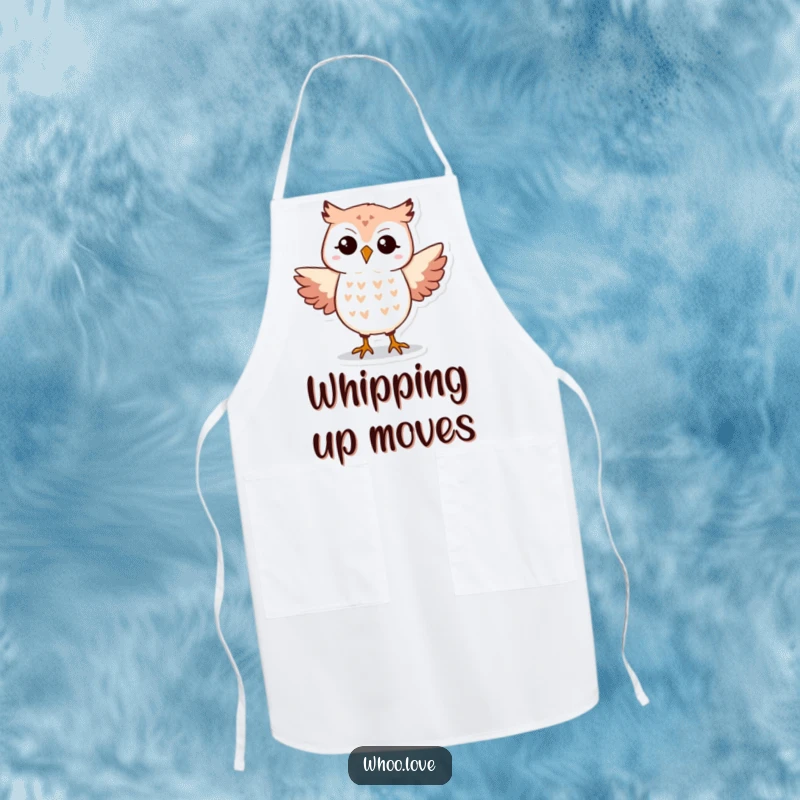 Funny Owl Apron with a dancing owl, perfect for adding humor and style to kitchen activities.