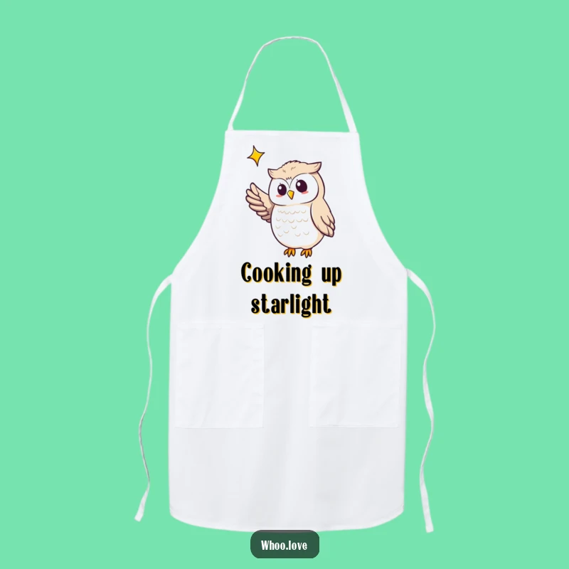 Funny Owl Guiding Star Apron: Cook Up Dreams with Cosmic Flair