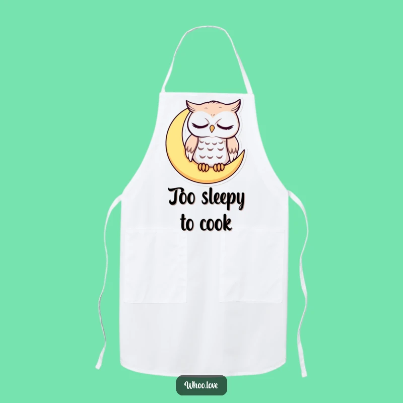 Funny Sleepy Owl Apron: Cute Moon Chef Accessory for Night Owls
