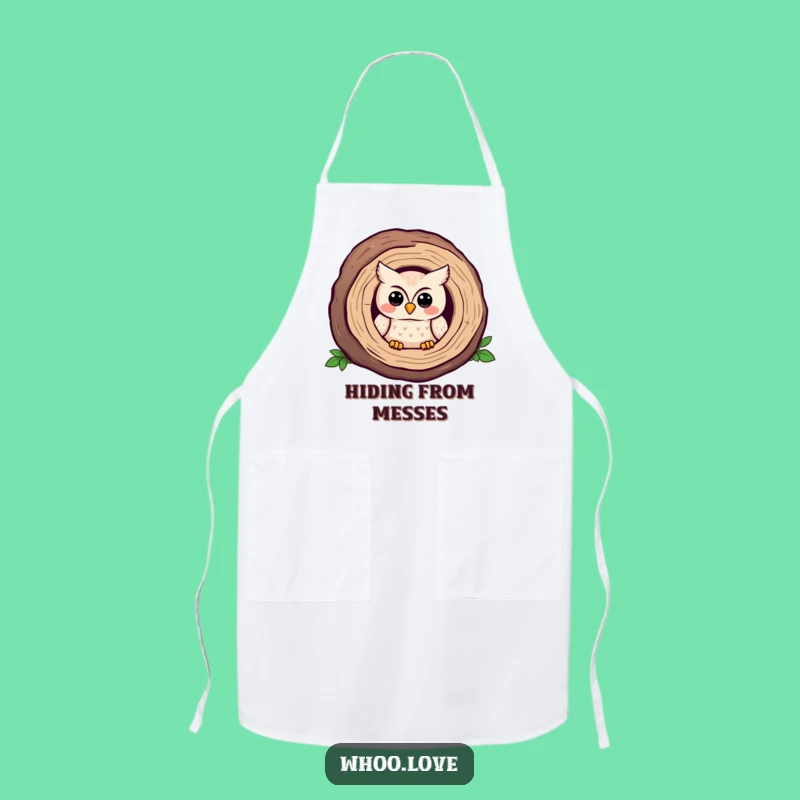 Funny Shy Owl Log Apron: Cook with Quiet Charm!