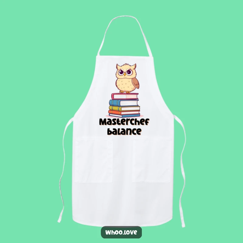 Funny Determined Owl Book Stack Apron: Cook with Scholarly Humor!