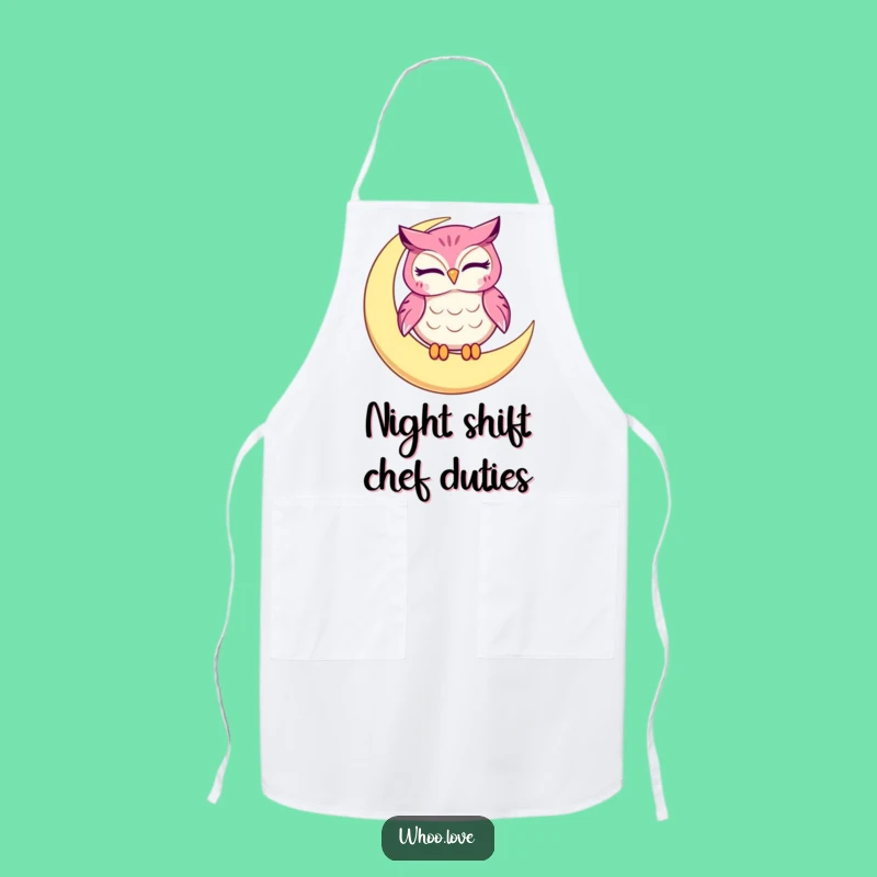 Funny Winking Owl Moon Apron, Kitchen Humor for Chefs, Wonderful Funny Gift