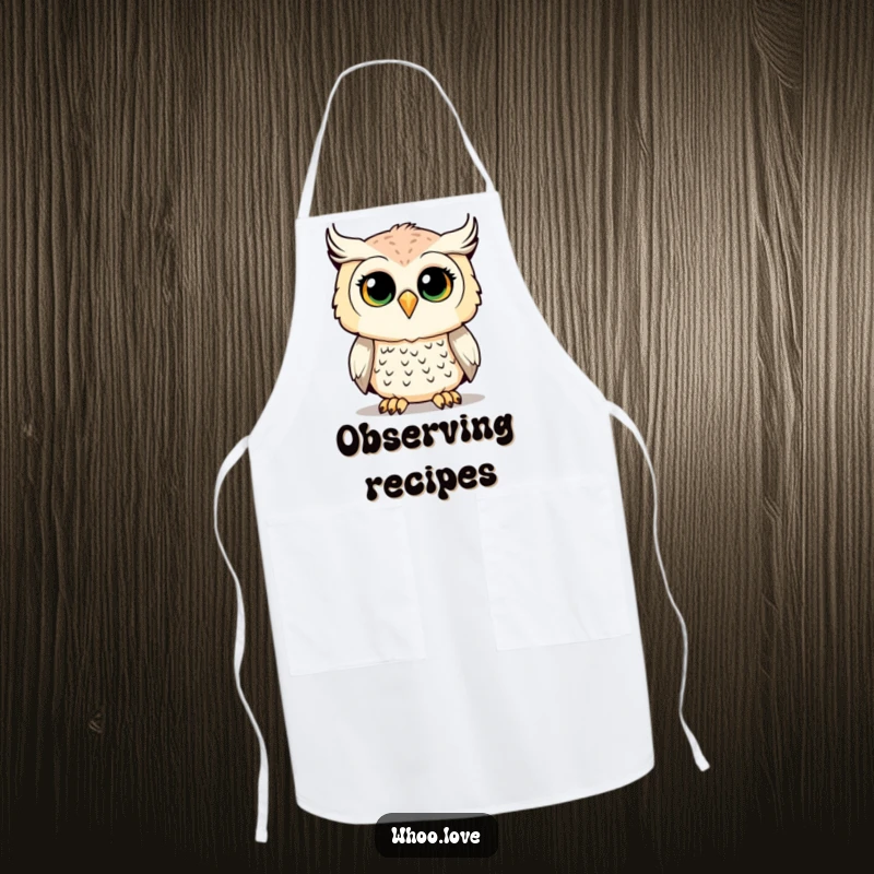 Funny Owl Apron featuring a curious owl, ideal for kitchen use and adding humor to cooking.
