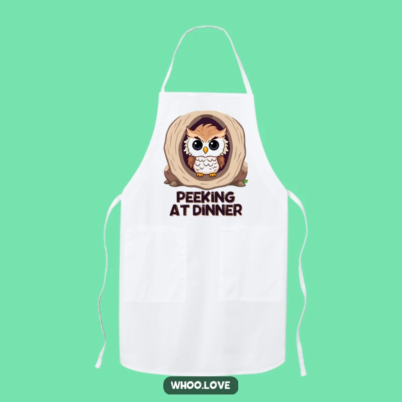 Funny Curious Owl Log Apron: Cook with a Peek of Humor