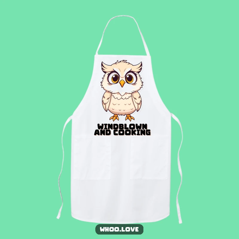 Funny Chef Owl Apron: Surprised Feathers, Hilarious Kitchen Gift!