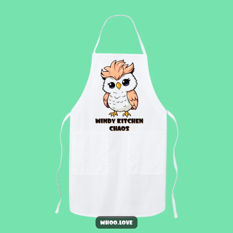 Funny Ruffled Owl Apron: Silly Windy Chef Accessory