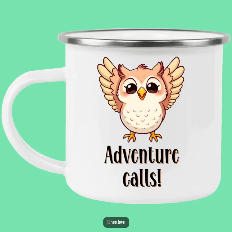 Funny Excited Owl Camping Mug: Happy Character - Rugged Funny Gift for Outdoors