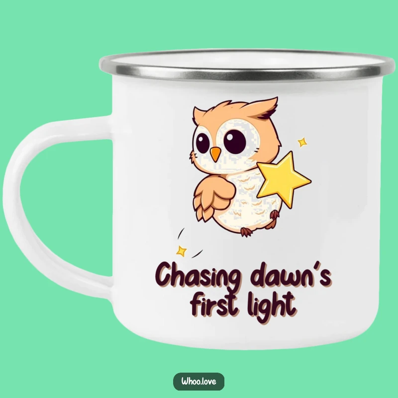 Funny Playful Owl Star Camping Mug: Adventure & Magic Under the Stars