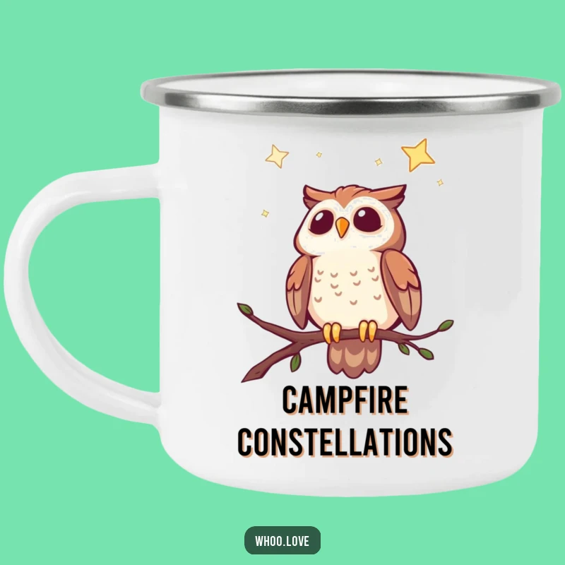 Funny Cheerful Owl Starry Sky Camping Mug: Sip Starlight on Your Adventures