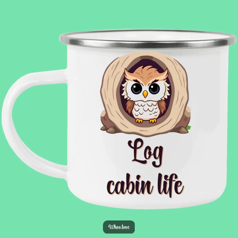 Funny Curious Owl Log Camping Mug: Adventure with a Peek of Humor