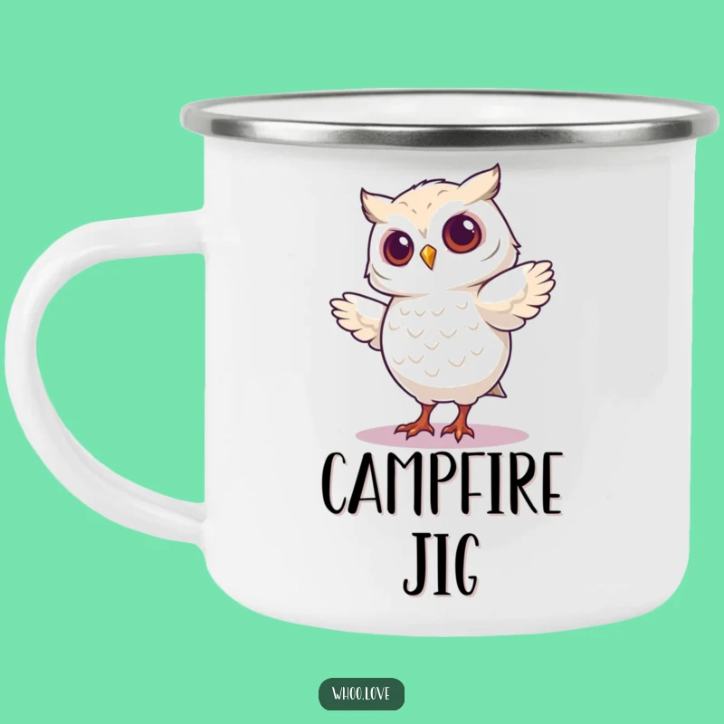 Funny Dancing Owl Camping Mug - Enamel Silly Cup, Perfect Funny Gift for Outdoors