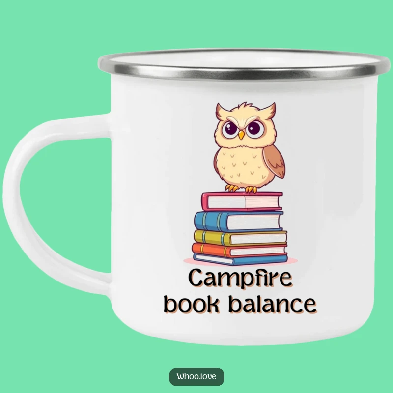 Funny Determined Owl Book Stack Camping Mug: Study Outdoors!