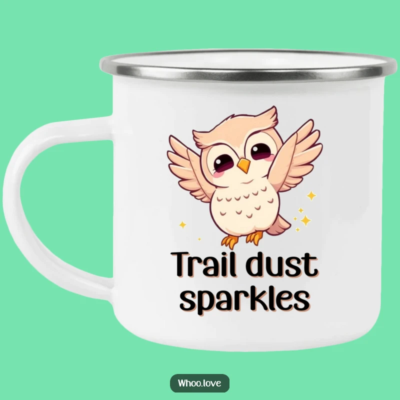 Funny Joyful Owl Camping Mug: Your Sparkly Companion for Outdoor Magic