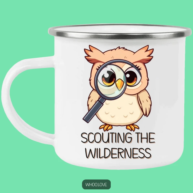 Funny Kawaii Owl Magnifying Camping Mug: Explore Outdoors, Camp Funny Gift