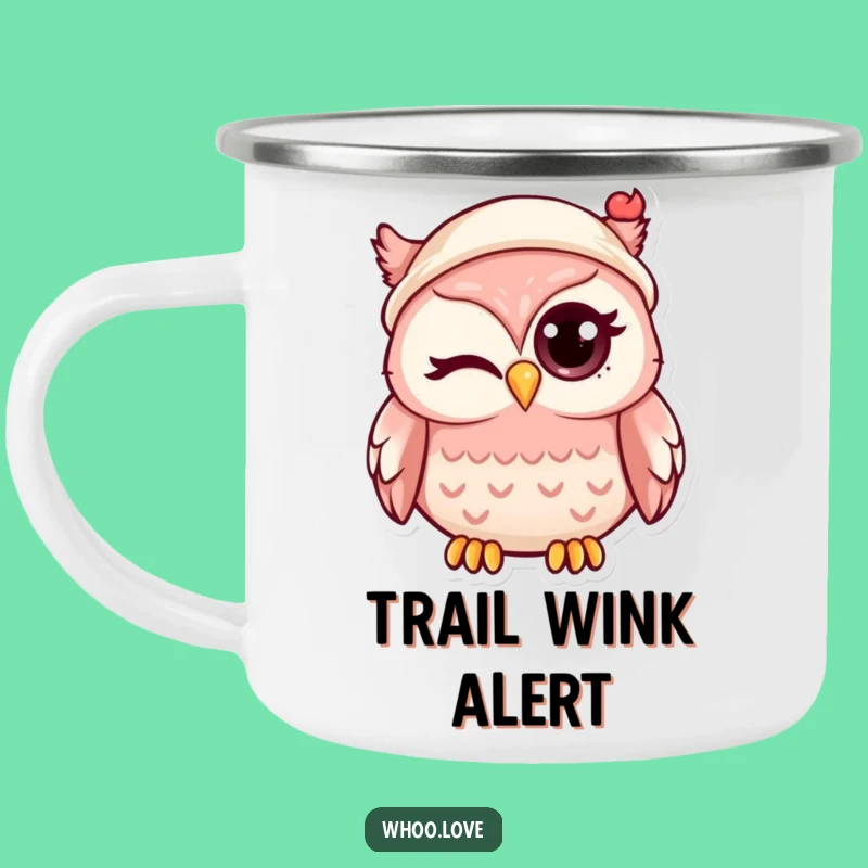 Funny Kawaii Owl Winking Camping Mug: Adventure with a Wink!