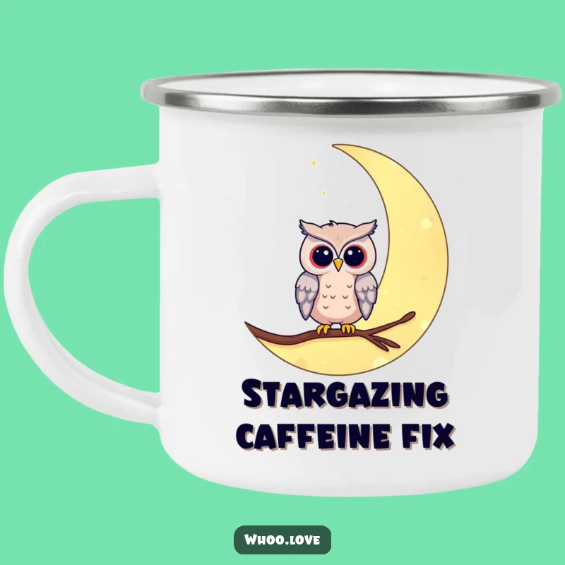 Funny Moon Owl Camping Mug - Whimsical Outdoor Companion