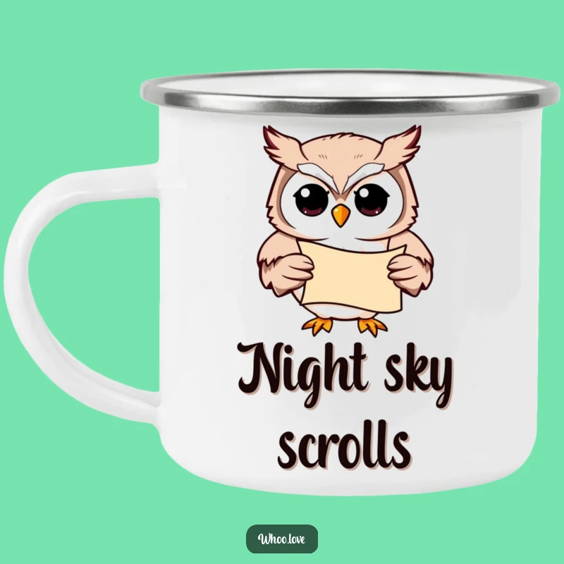 Funny Owl Camp Wisdom Mug: Durable Cup for Nighttime Thoughts and Study