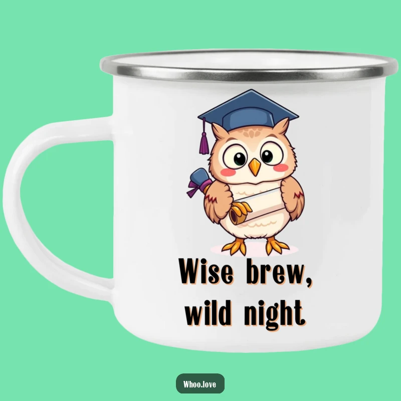 Funny Owl Graduation Camping Mug: Adventure Scroll - Rugged Funny Gift!