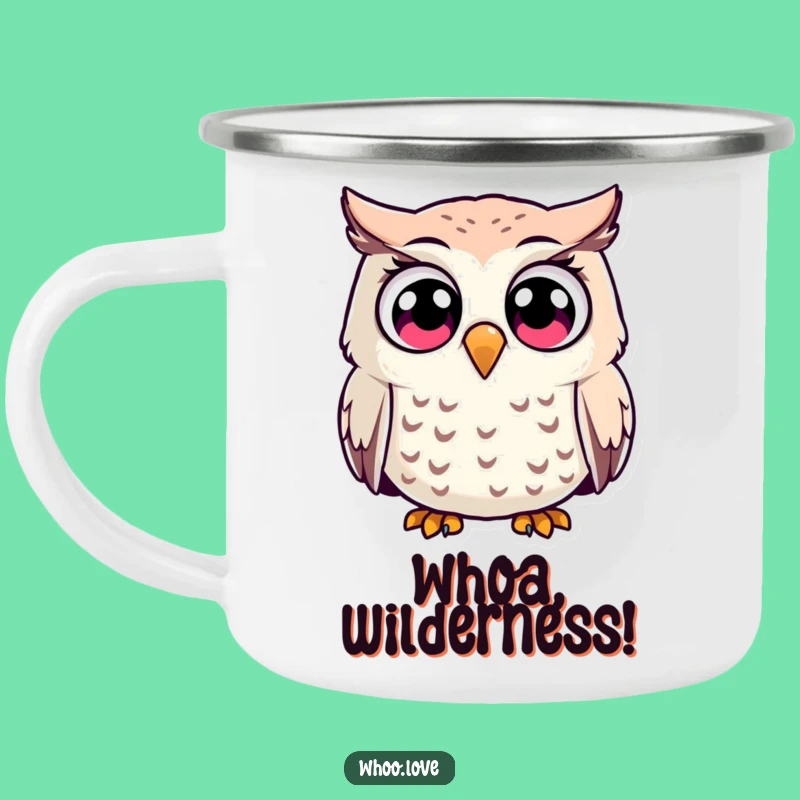 Funny Surprised Owl Camping Mug: Sip Your Adventure with Wide-Eyed Wonder