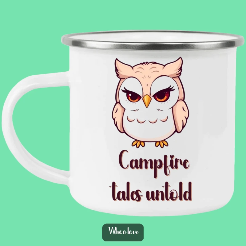 Funny Winking Owl Camping Mug - Mischievous Outdoor Companion