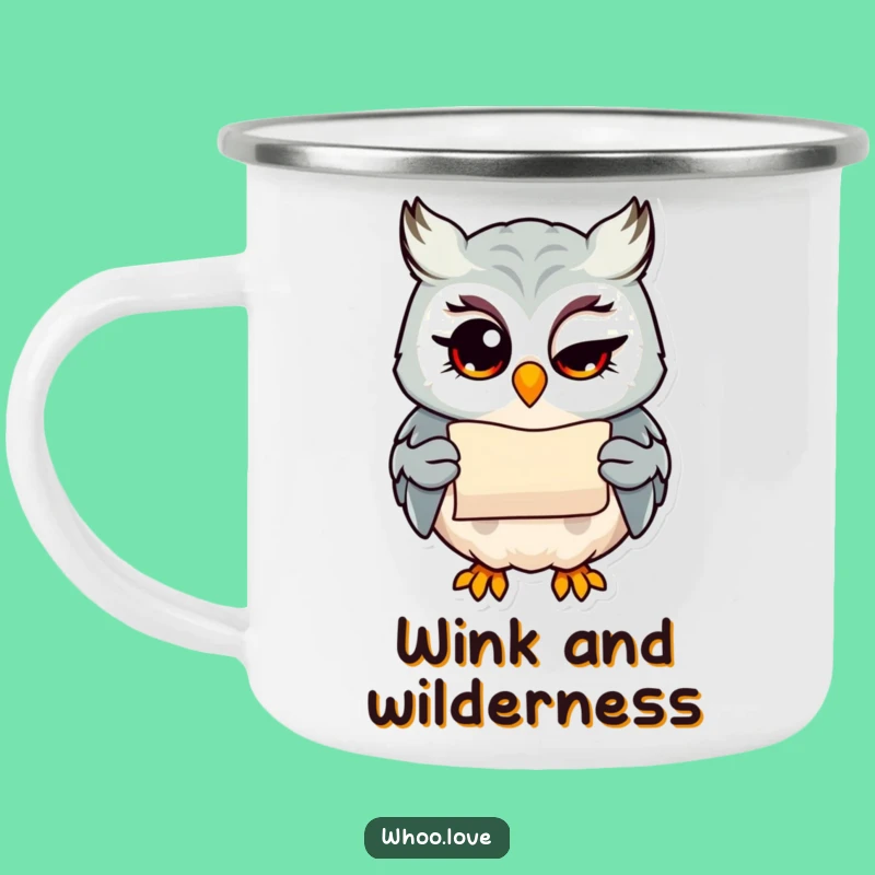 Funny Winking Owl Camping Mug: Secret Scroll Cup