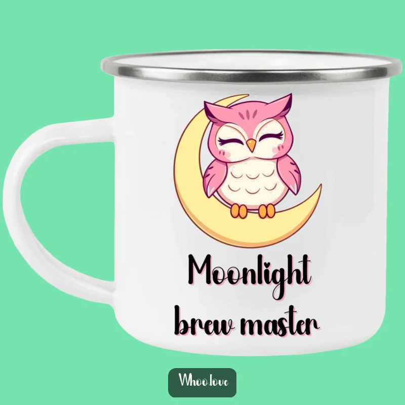 Funny Winking Owl Moon Camping Mug, Durable and Humorous Outdoor Companion, Great Funny Gift