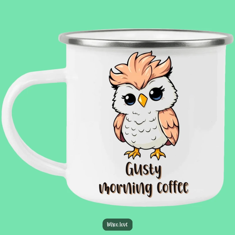 Funny Ruffled Owl Camping Mug: Silly Windy Cup for Adventures