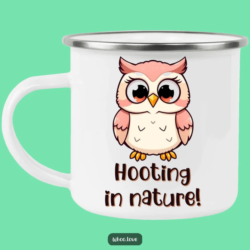 Funny Excited Owl Camping Mug: Your Cheerful Trail Companion