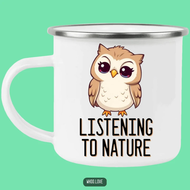 Funny Curious Owl Camping Mug: Head Tilted Listening, Durable & Thoughtful Gift