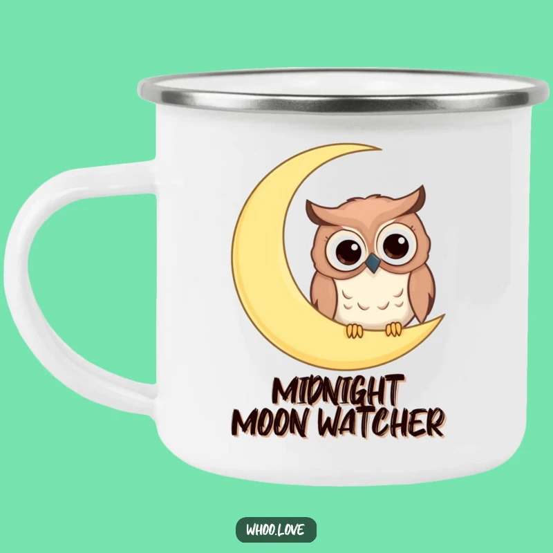 Funny Googly Eyes Owl Moon Camping Mug: Nighttime Adventure!