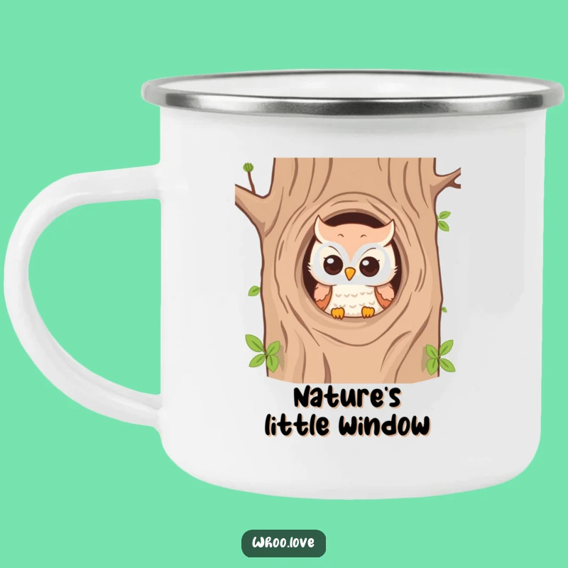 Funny Owl Camping Mug: Adventure Peeks, Outdoor Fun, Great Gift