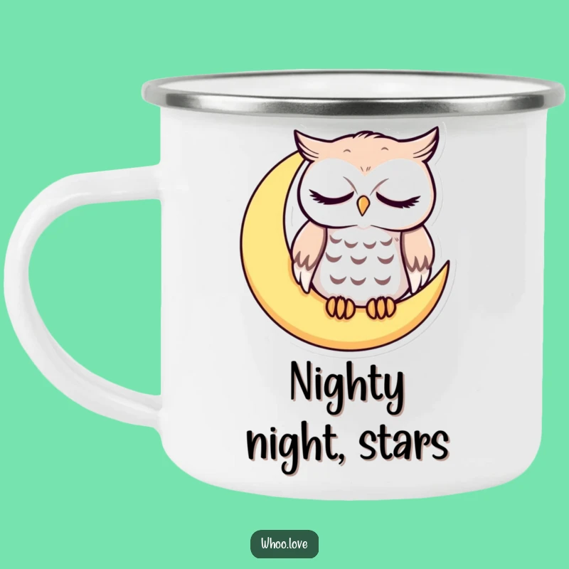 Funny Sleepy Owl Camping Mug: Cute Moon Cup for Outdoor Adventures