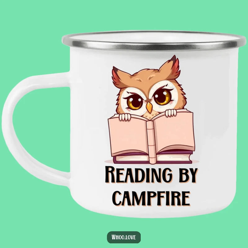 Funny Campfire Tales Mug: Mischievous Owl Peek, Outdoor Reader Gift!