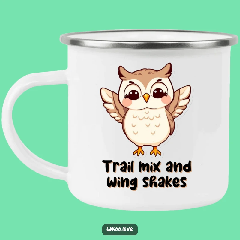 Funny Happy Owl Shimmy Camping Mug - Adventure Fuelled by Laughter!