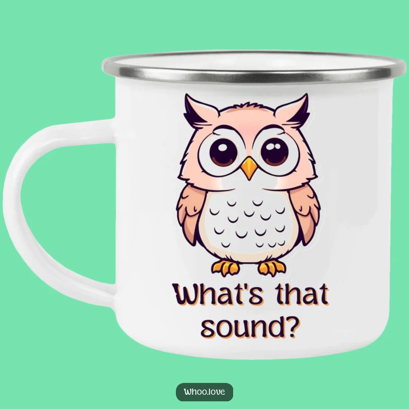 Funny Curious Owl Camping Mug - Enamel Inquisitive Cup, Great Funny Gift