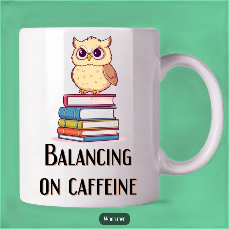 Funny Determined Owl Book Stack Mug: Smart Humor Gift!