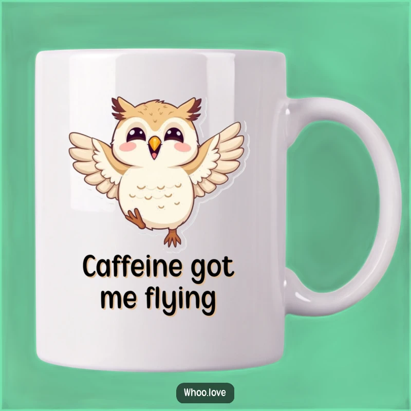 Funny Joyful Owl Mug: Happy Flapping Wings Celebration, Hilarious Gift Idea