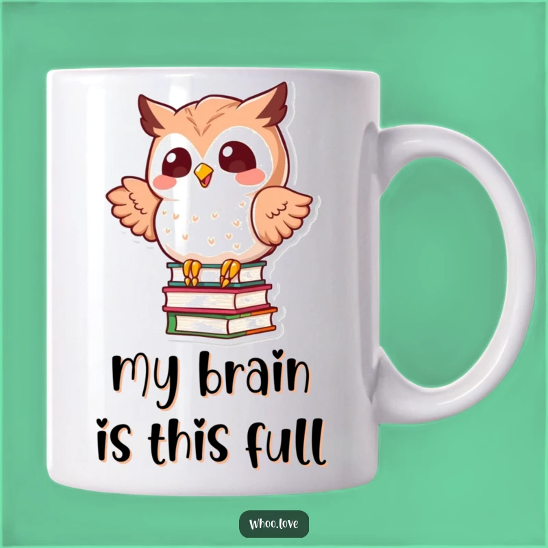 Funny Kawaii Owl Balancing Books Mug: Hilarious Gift for Book Lovers