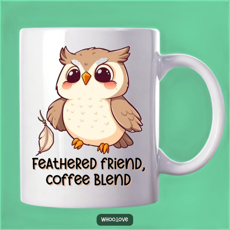 Funny Kawaii Owl Feather Catch Mug: A Hilarious Gift for Bird Lovers!