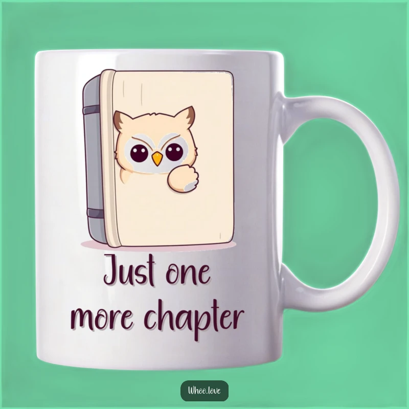 Funny Kawaii Owl Reading Book Mug: Adorable Owl Peeking, Perfect Gift for Book Lovers
