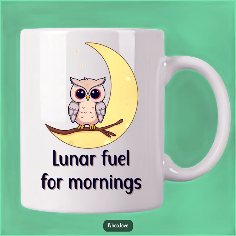 Funny Moon Owl Mug - Whimsical Nighttime Gift for Owl Lovers