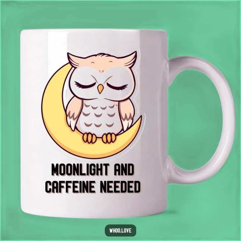 Funny Sleepy Owl Moon Mug: Adorable Nocturnal Friend Gift for Night Owls